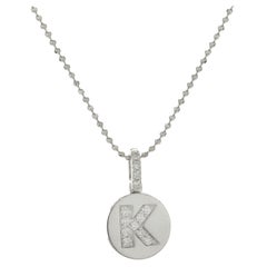 14 Karat White Gold Diamond “K” Necklace