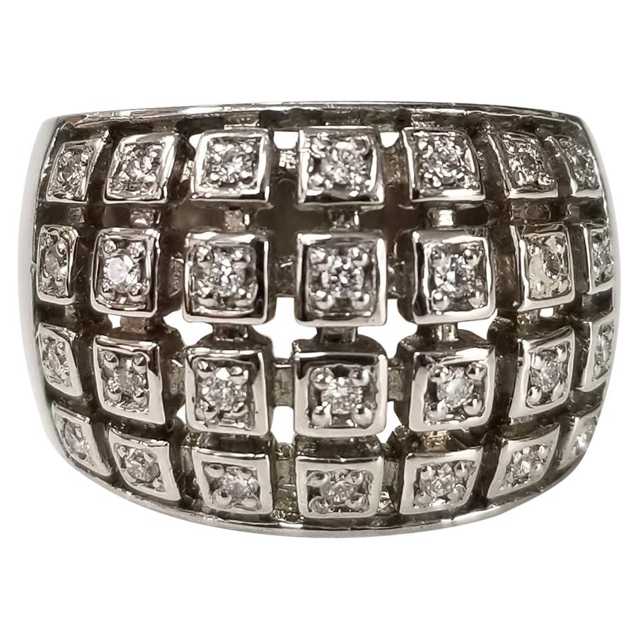 14 Karat Weißgold Diamant-Ring ""Spitzengeflecht"