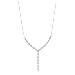 14 Karat White Gold Diamond Lariat Necklace