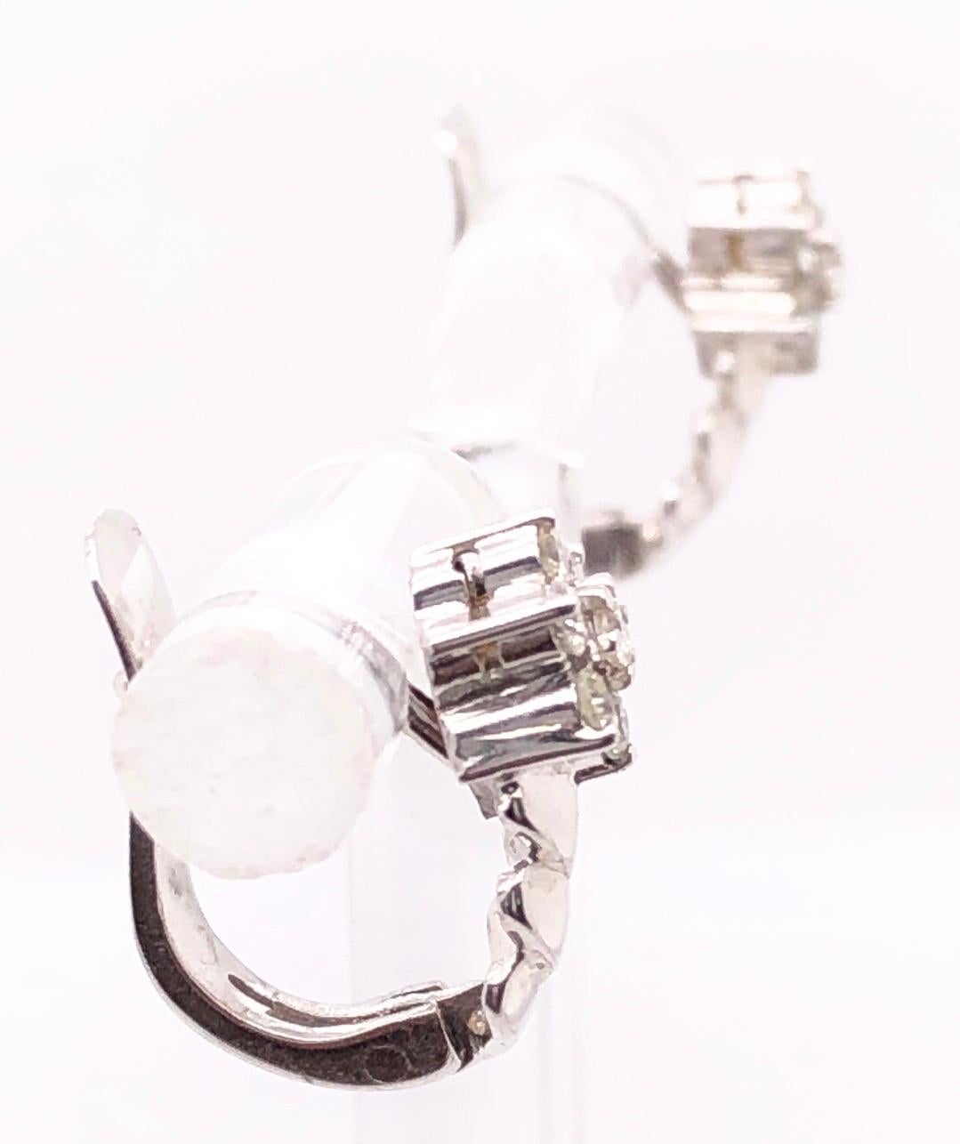 14 Karat Weißgold Diamant-Ohrringe in Freiform mit Gitterrücken (Moderne) im Angebot