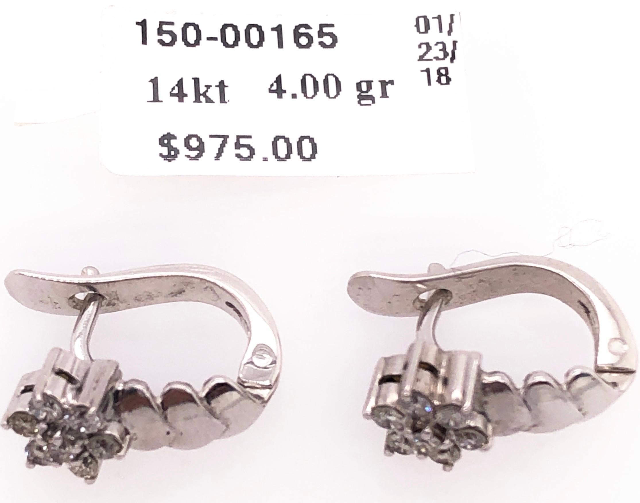 14 Karat White Gold Diamond Latch Back Freeform Earrings In Good Condition For Sale In Stamford, CT