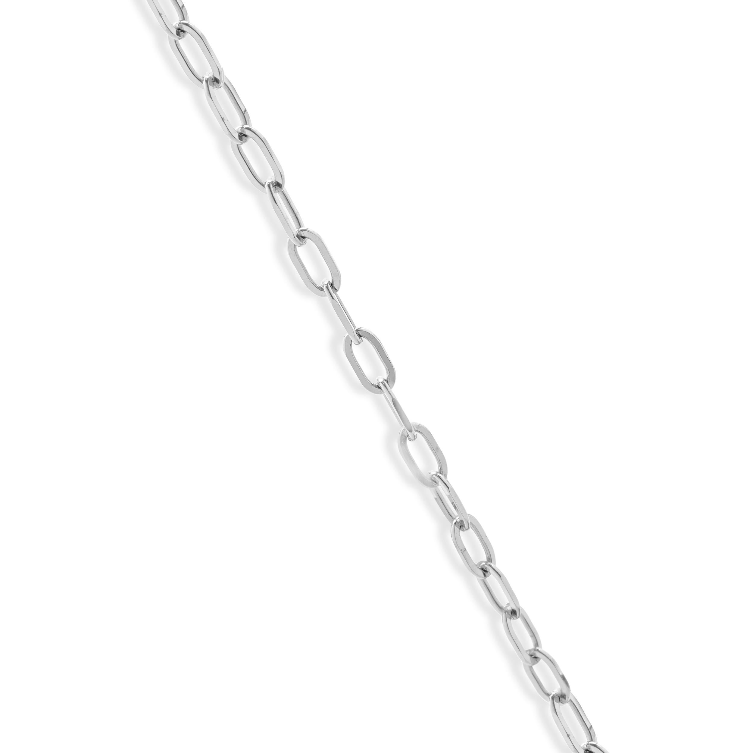Round Cut 14 Karat White Gold Diamond Link Necklace For Sale