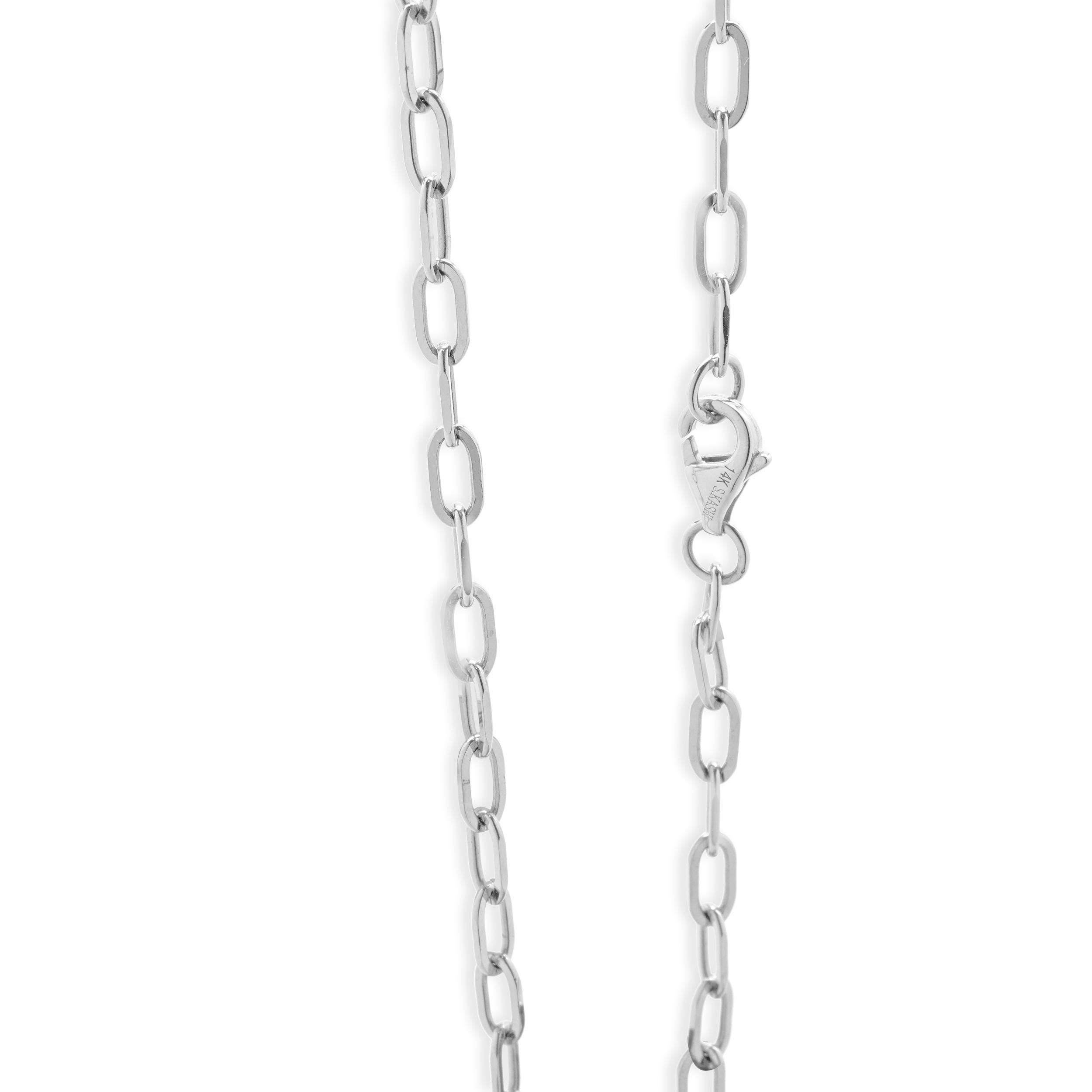 14 Karat White Gold Diamond Link Necklace In Excellent Condition For Sale In Scottsdale, AZ