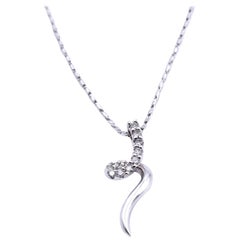 14 Karat White Gold Diamond Loop Necklace