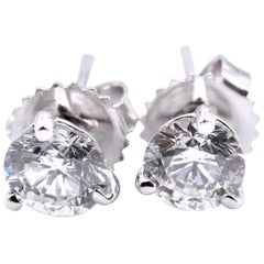 14 Karat White Gold Diamond Martini Stud Earrings