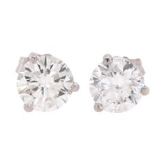 14 Karat White Gold Diamond Martini Stud Earrings