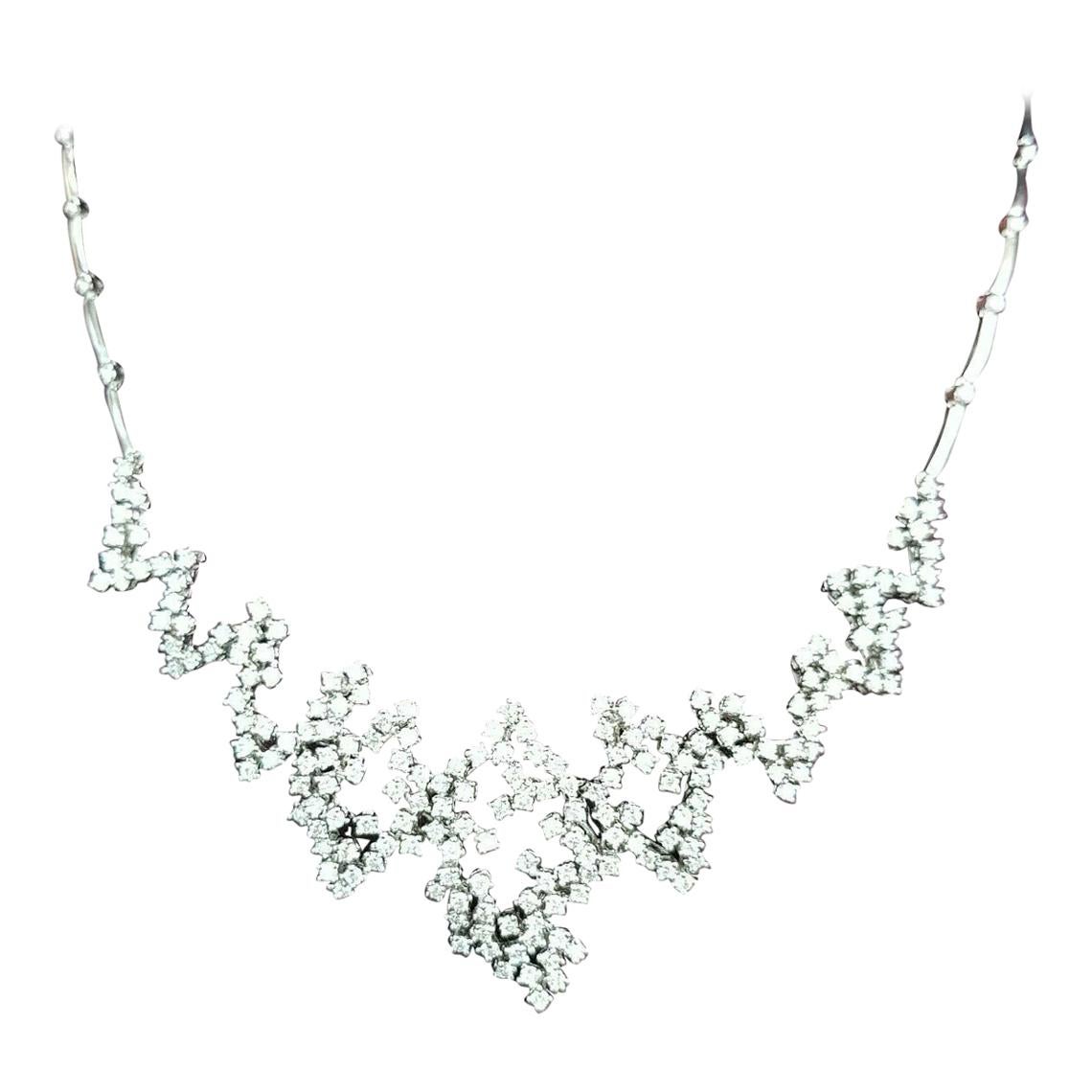 14 Karat White Gold Diamond Necklace with 3.80 Carat