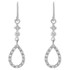 14 Karat White Gold Diamond Open Drop Earrings