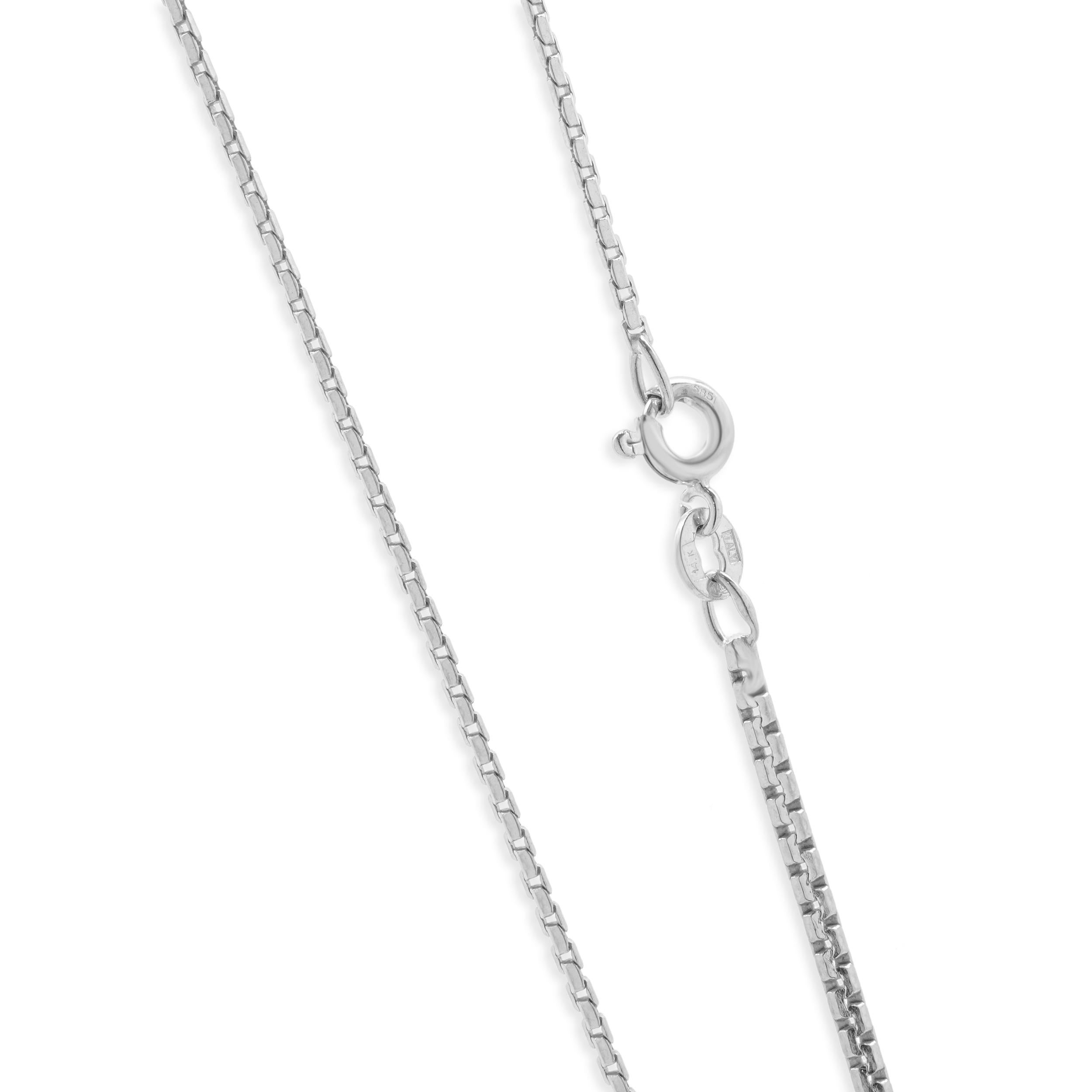 Taille brillant Collier à cœur ouvert en or blanc 14 carats et diamants en vente