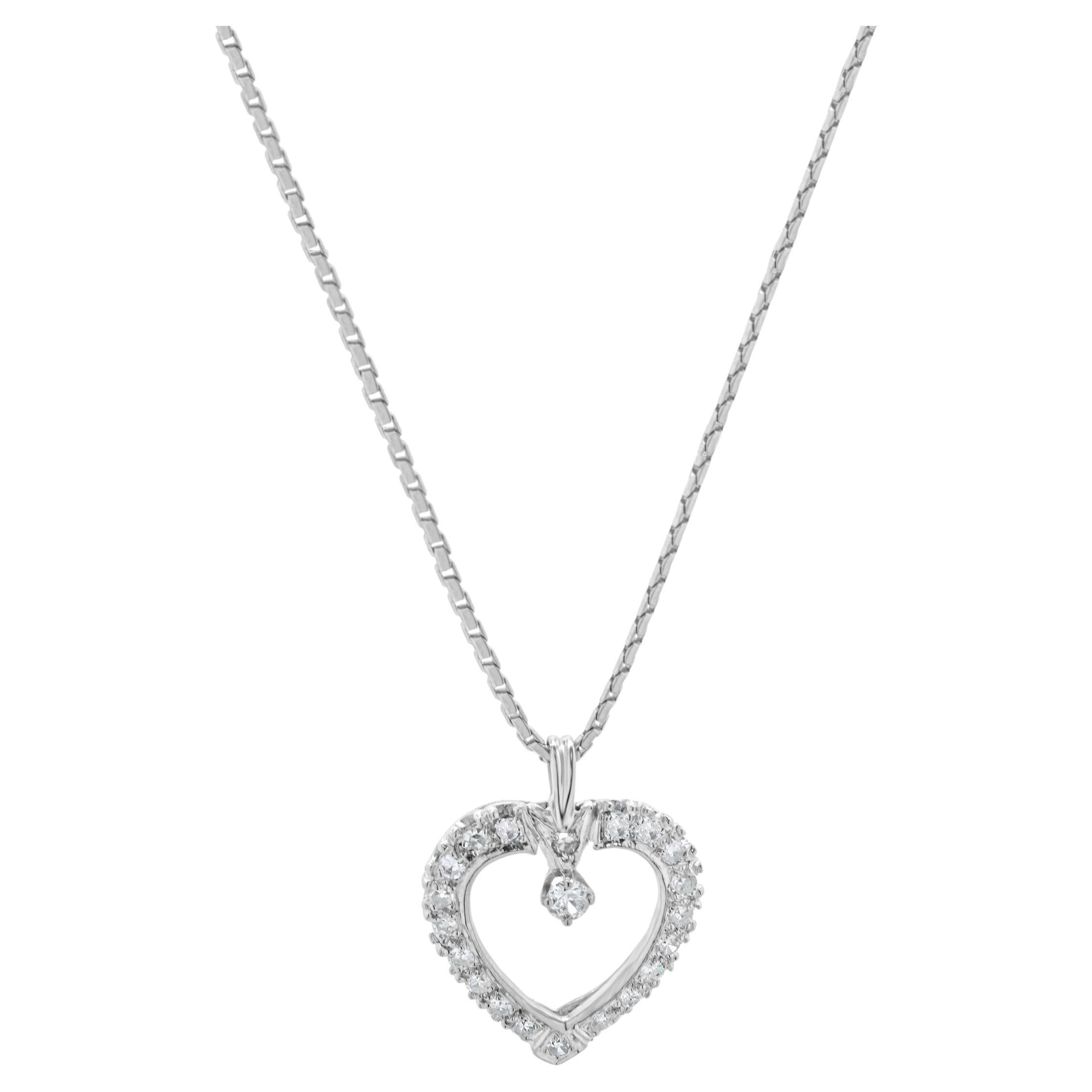 Collier à cœur ouvert en or blanc 14 carats et diamants
