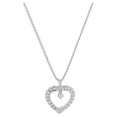 Collier à cœur ouvert en or blanc 14 carats et diamants