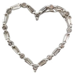 Pendentif cœur ouvert en or blanc 14 carats avec diamants n° 17708