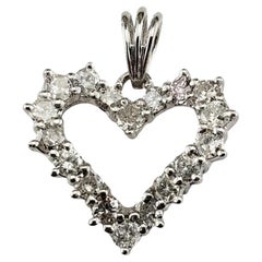 Pendentif cœur ouvert en or blanc 14 carats avec diamants #19237