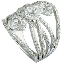 14 Karat White Gold Diamond Openwork Band Ring
