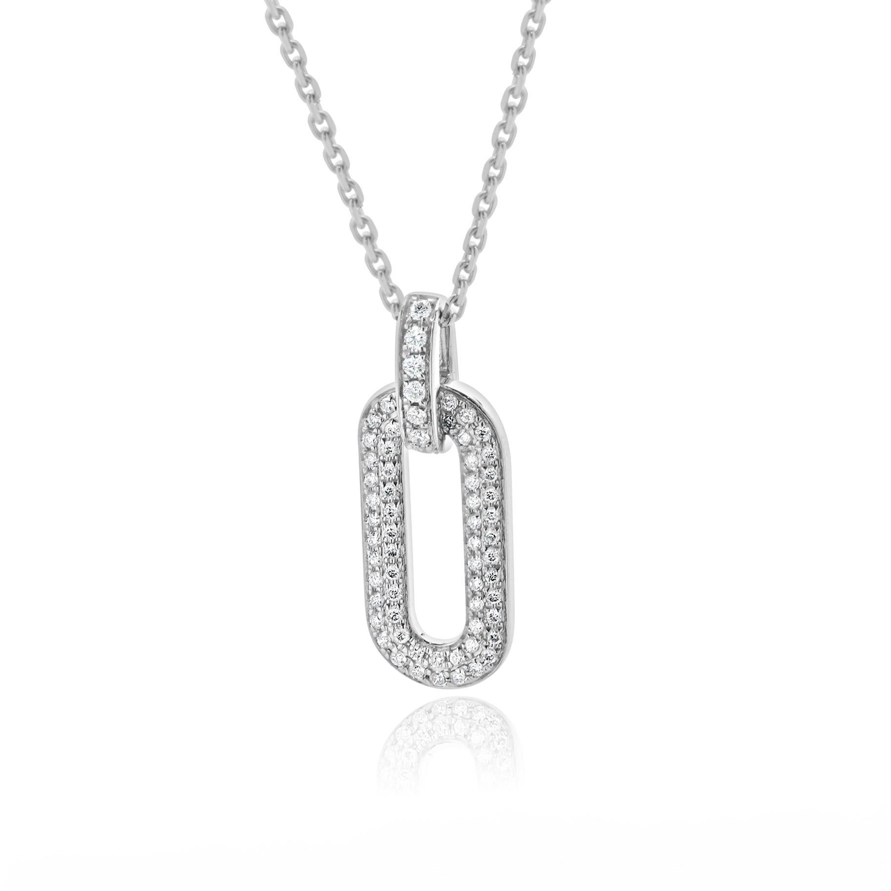 14 Karat Weißgold Diamant Oval Link Halskette im Zustand „Hervorragend“ im Angebot in Scottsdale, AZ