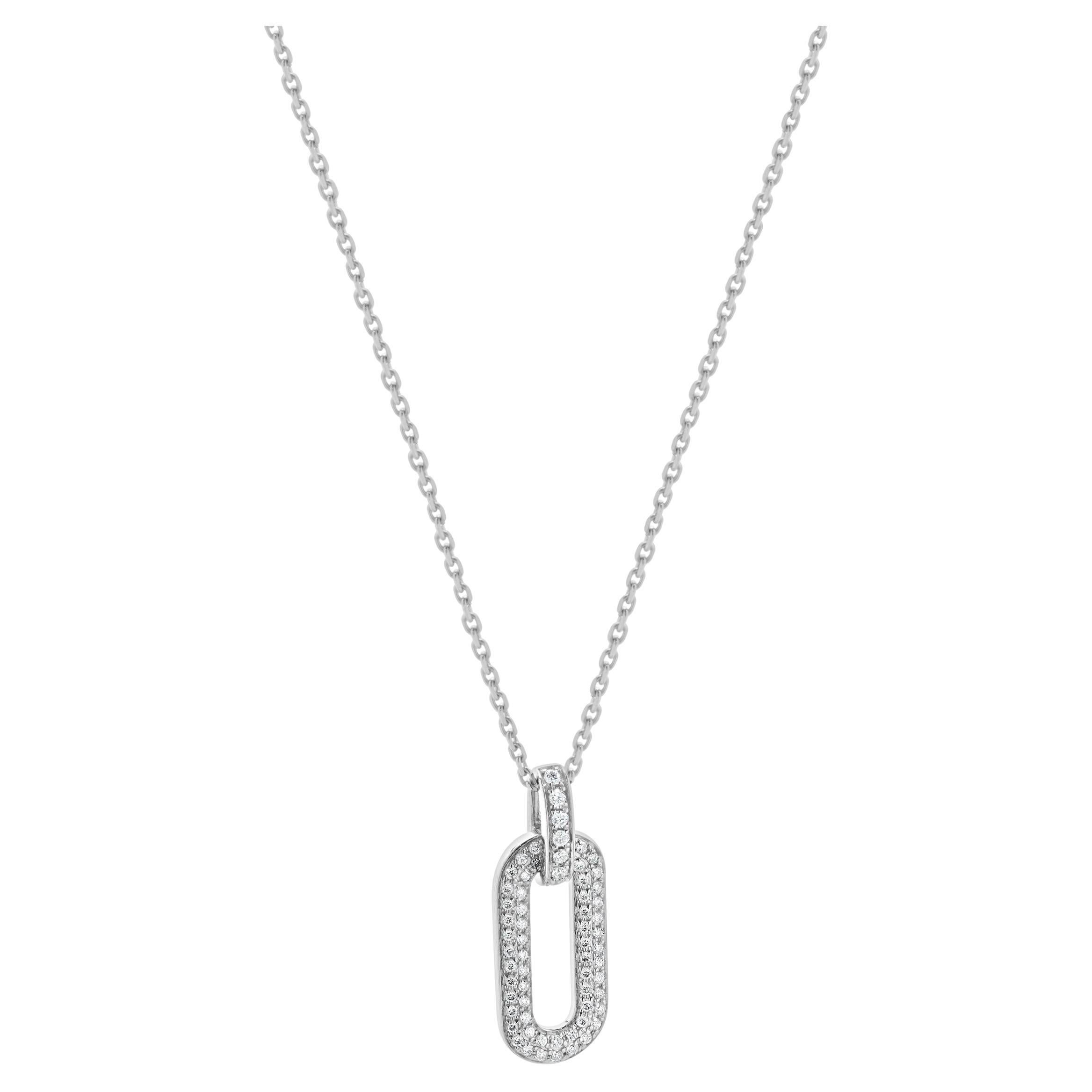 14 Karat Weißgold Diamant Oval Link Halskette im Angebot