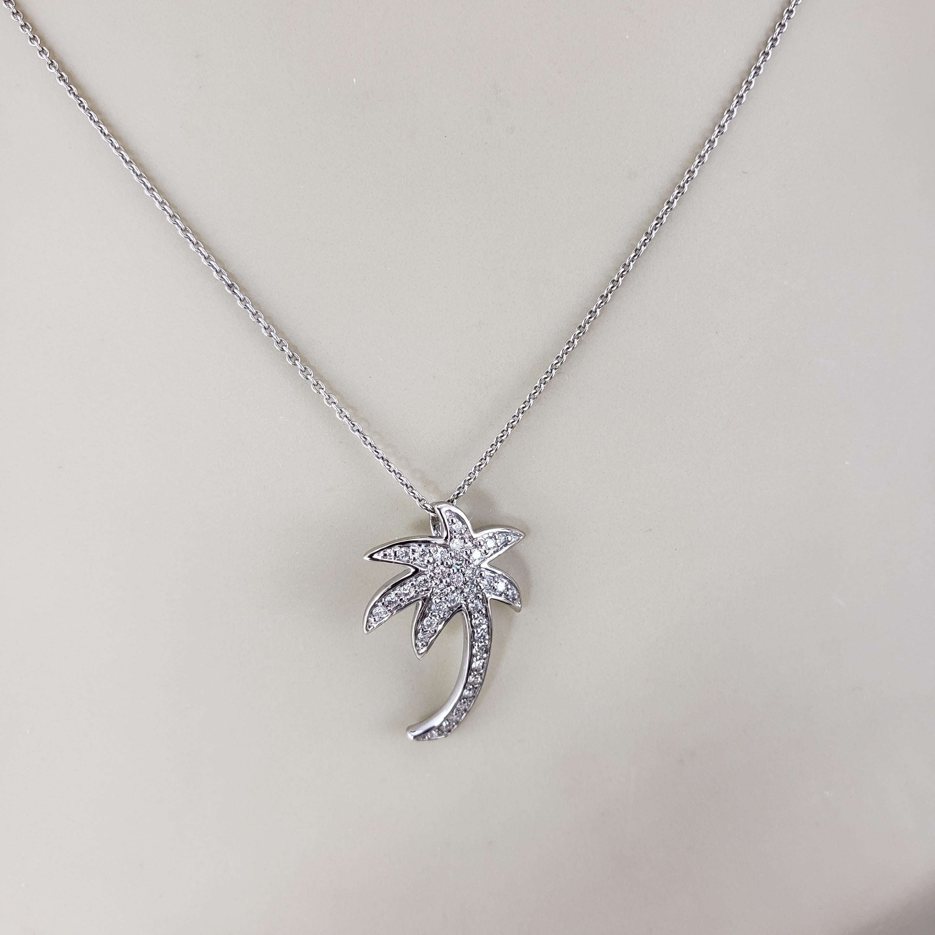 Ciondolo a forma di palma con diamante in oro bianco 14 carati #19556 in vendita 3