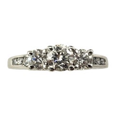 Vintage 14 Karat White Gold Diamond Past, Present and Future Ring Size 7 #15698
