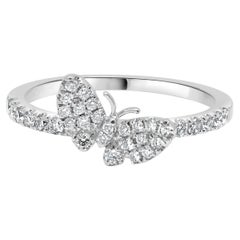 14 Karat White Gold Diamond Pave Butterfly Ring