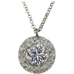 14 Karat White Gold Diamond Pave Pendant