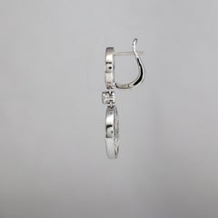 14 Karat White Gold Diamond Pave Round Disc Earrings