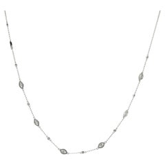 14 Karat White Gold Diamond Pear Shape Clusters By The Yard Necklace