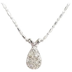 14 Karat White Gold Diamond Pear Shape Drop Necklace