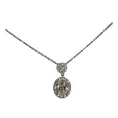 14 Karat White Gold Diamond Pendant Necklace 0.83 Carat