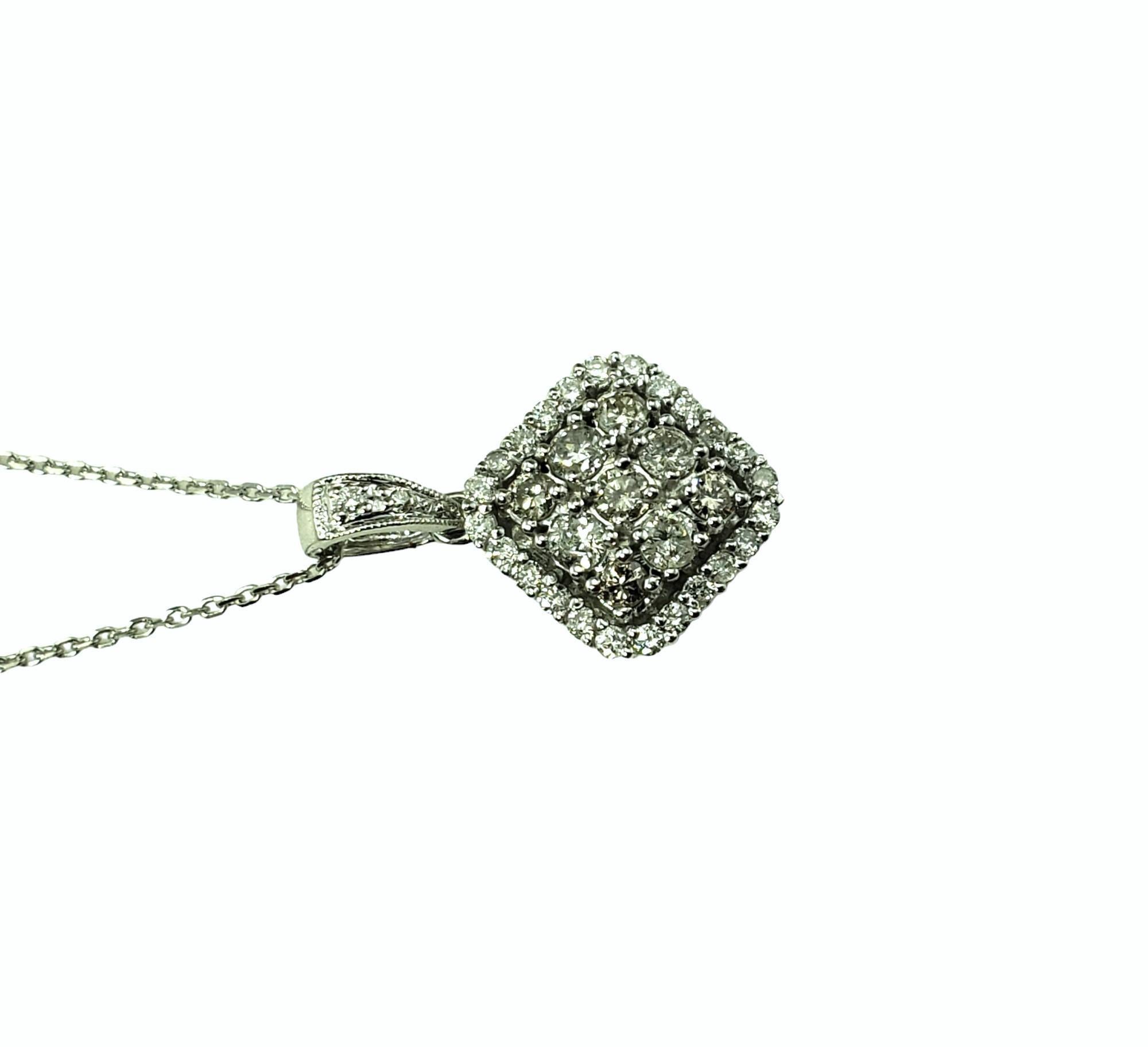 Round Cut 14 Karat White Gold Diamond Pendant Necklace #15494 For Sale