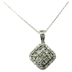Vintage 14 Karat White Gold Diamond Pendant Necklace #15494