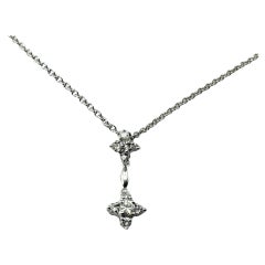 Vintage  14 Karat White Gold Diamond Pendant Necklace #15501