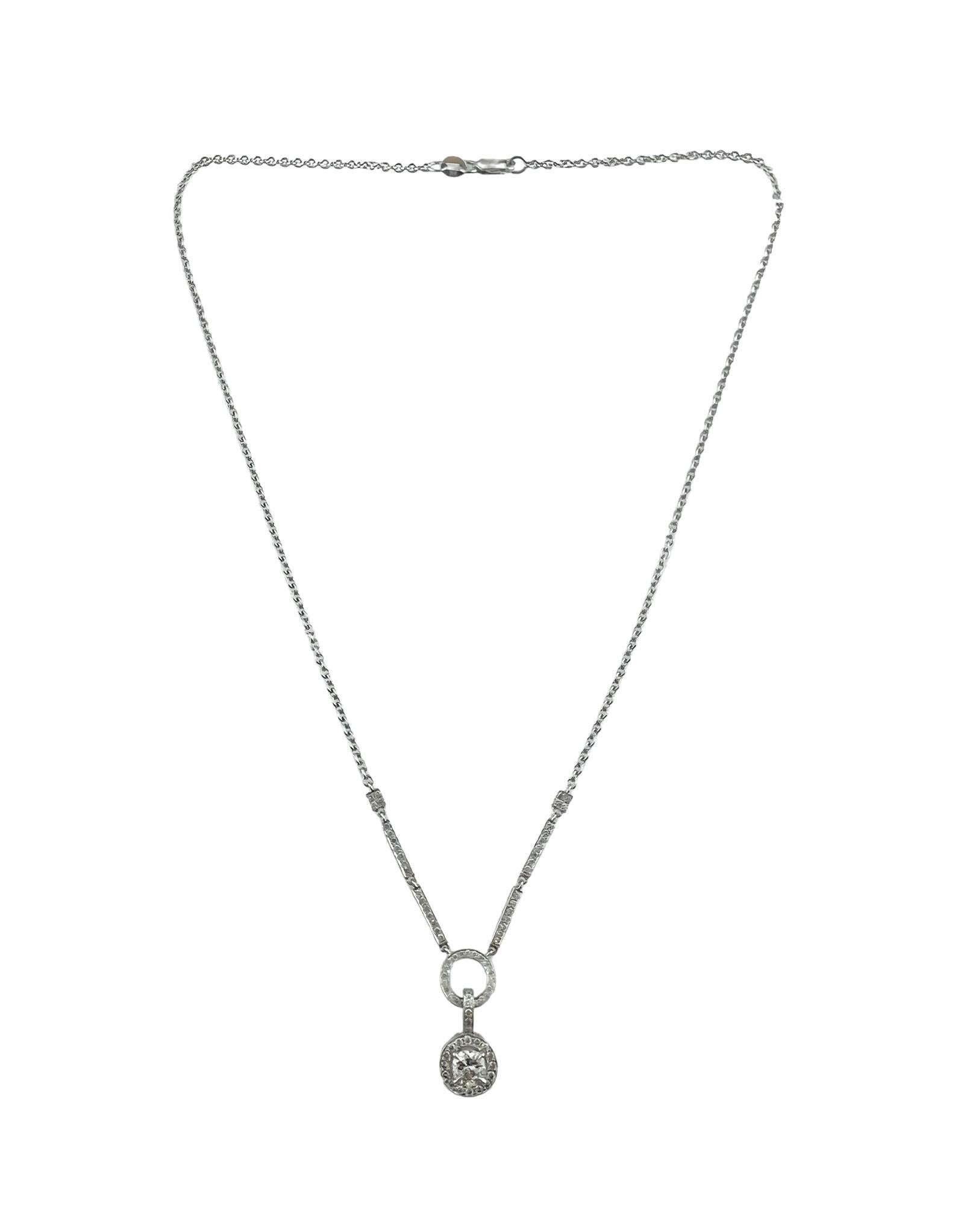 Brilliant Cut 14 Karat White Gold Diamond Pendant Necklace #16749 For Sale