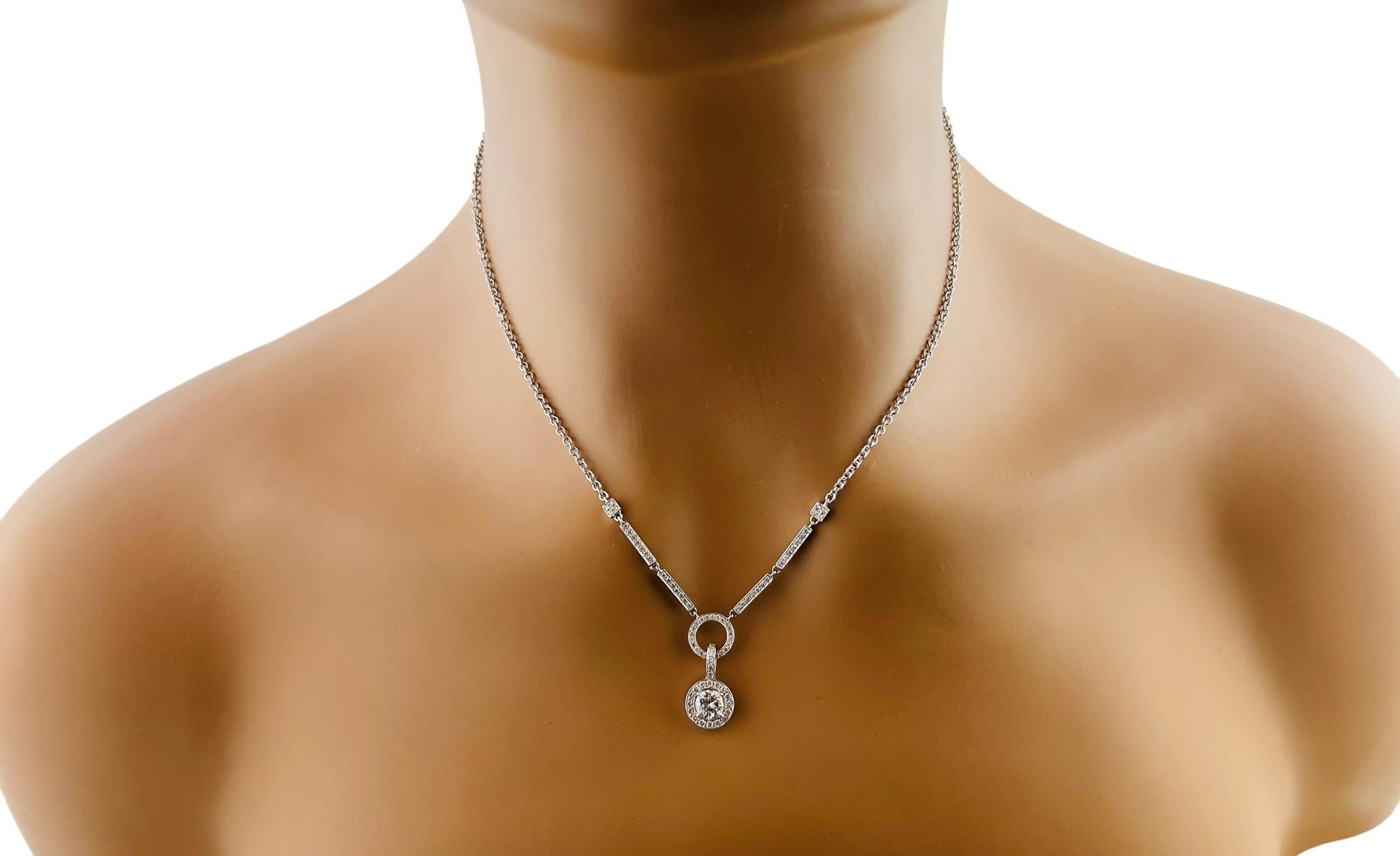 14 Karat White Gold Diamond Pendant Necklace #16749 For Sale 4