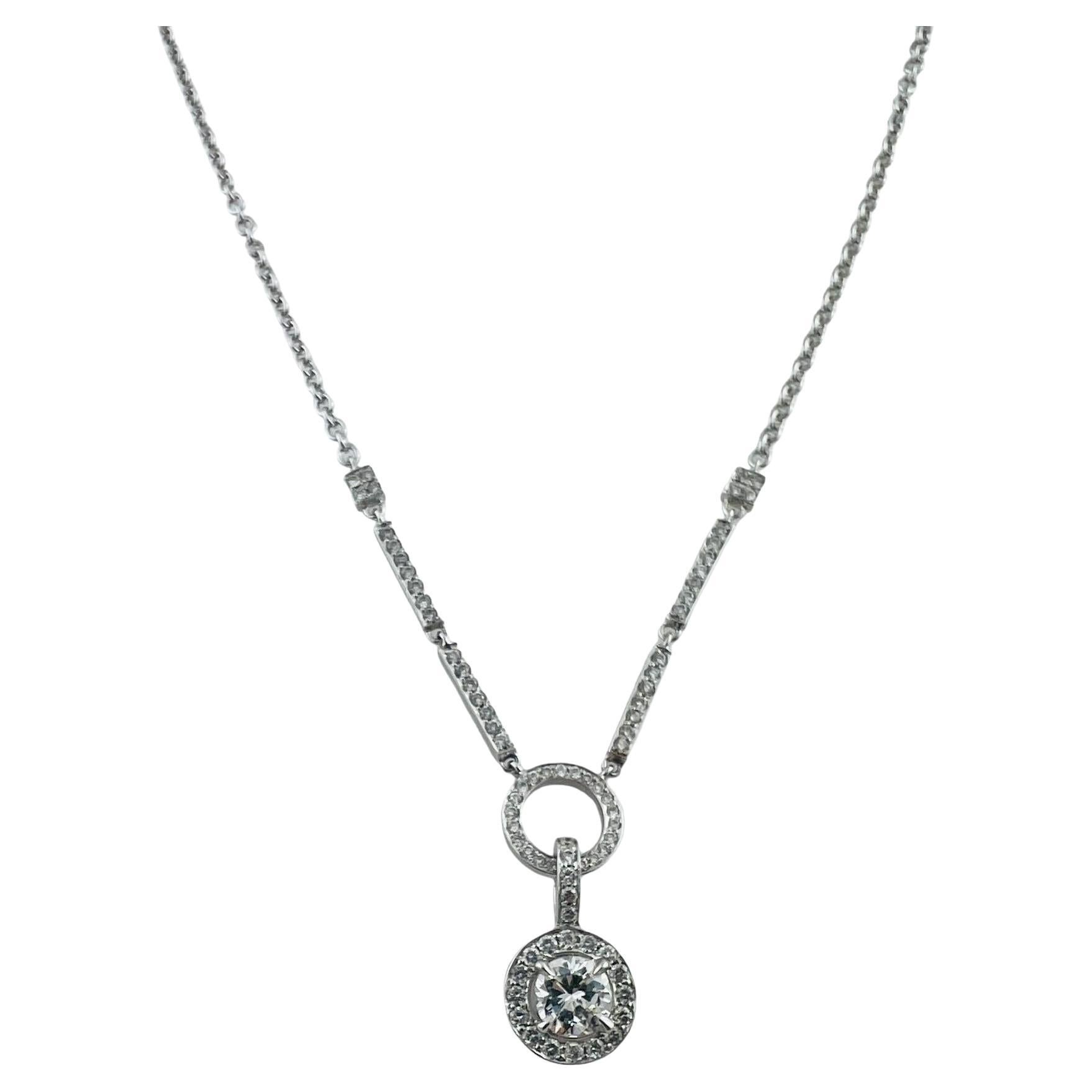 14 Karat White Gold Diamond Pendant Necklace #16749 For Sale