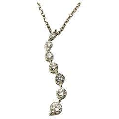Vintage 14 Karat White Gold Diamond Pendant Necklace