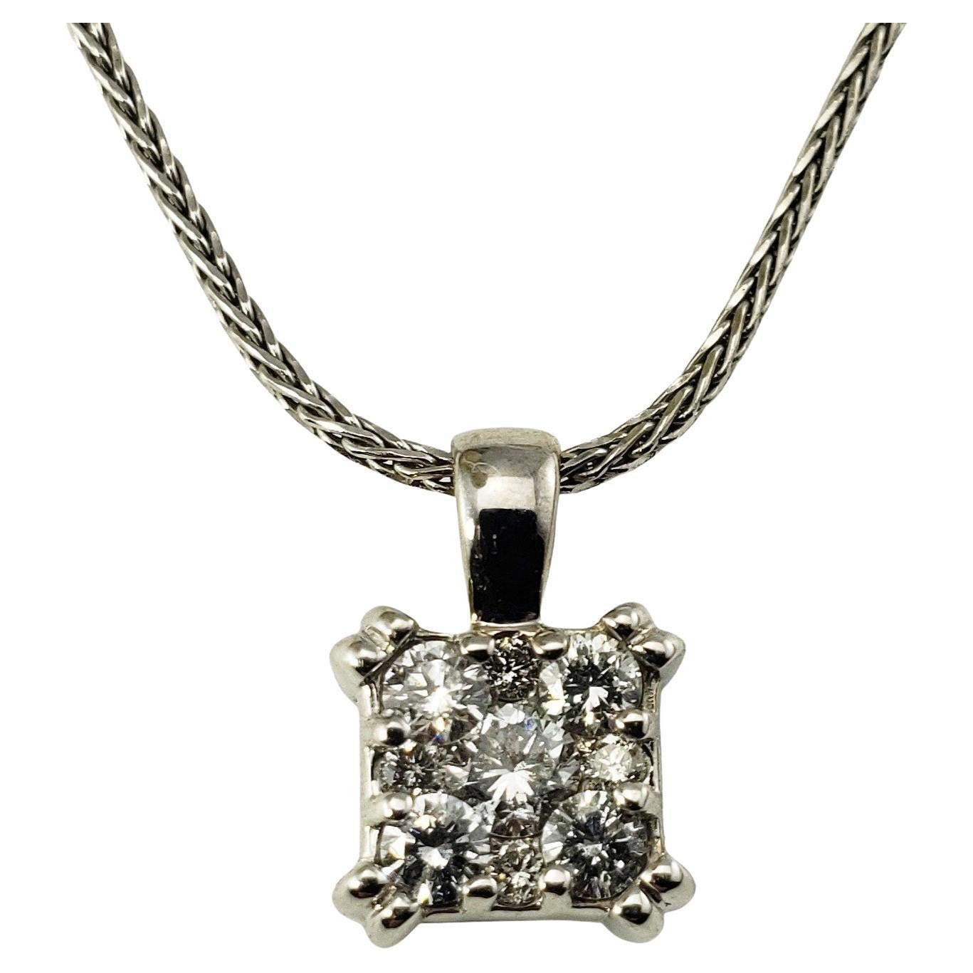 14 Karat White Gold Diamond Pendant Necklace For Sale