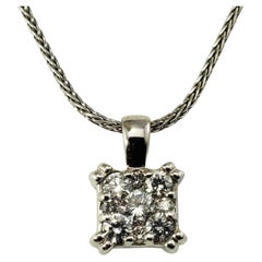 Vintage 14 Karat White Gold Diamond Pendant Necklace