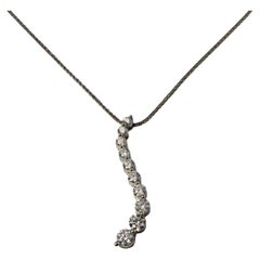 Vintage 14 Karat White Gold Diamond Pendant Necklace