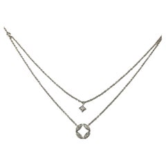 14 Karat White Gold Diamond Pendants Layered Necklace #16841