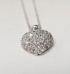 14 Karat White Gold Diamond Puffed Heart 1.61cts