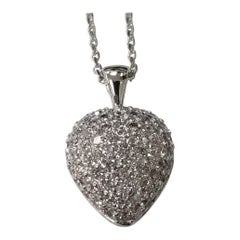 Cuore soffiato con diamante in oro bianco 14 carati 1,61 carati