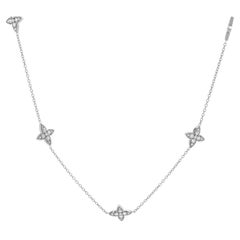 14 Karat White Gold Diamond Quatrefoil Station Necklace