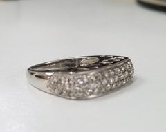 14 Karat White Gold Diamond "Raised-Domed" Ring