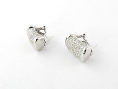 14 Karat White Gold Diamond Rectangle Bar Earrings