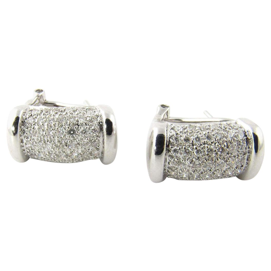 14 Karat White Gold Diamond Rectangle Bar Earrings For Sale