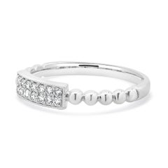 14 Karat White Gold Diamond Rectangular Filigree Band