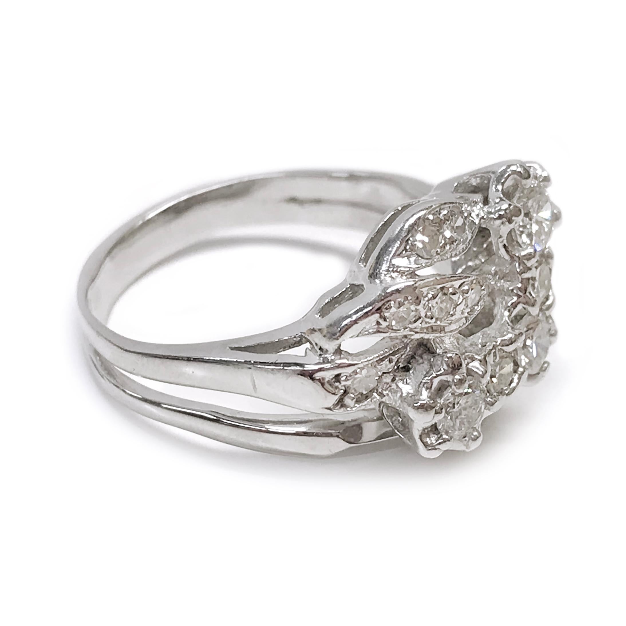 Weißgold-Diamantring, ca. 1950er Jahre (Retro) im Angebot