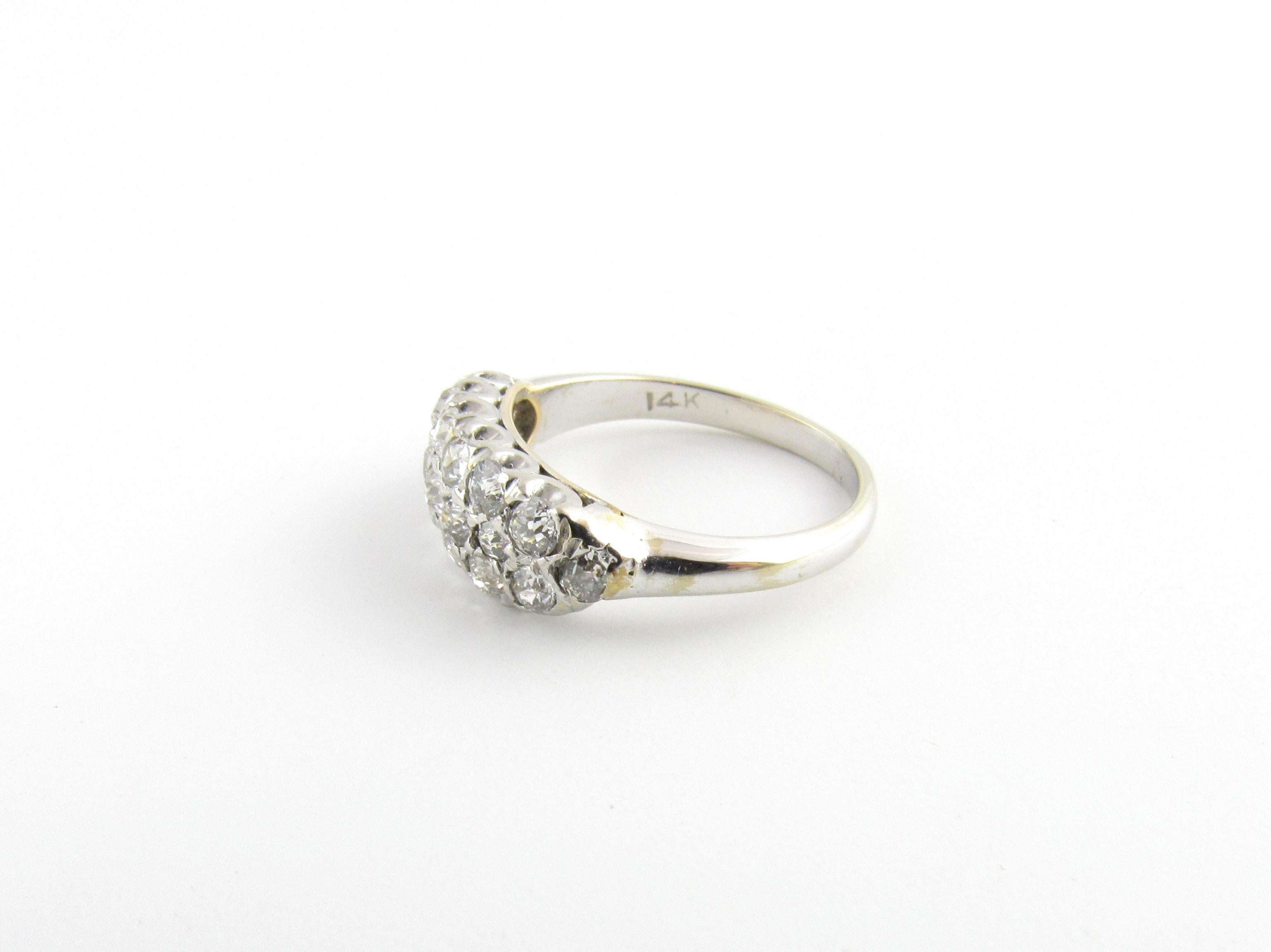 Old Mine Cut 14 Karat White Gold Diamond Ring For Sale