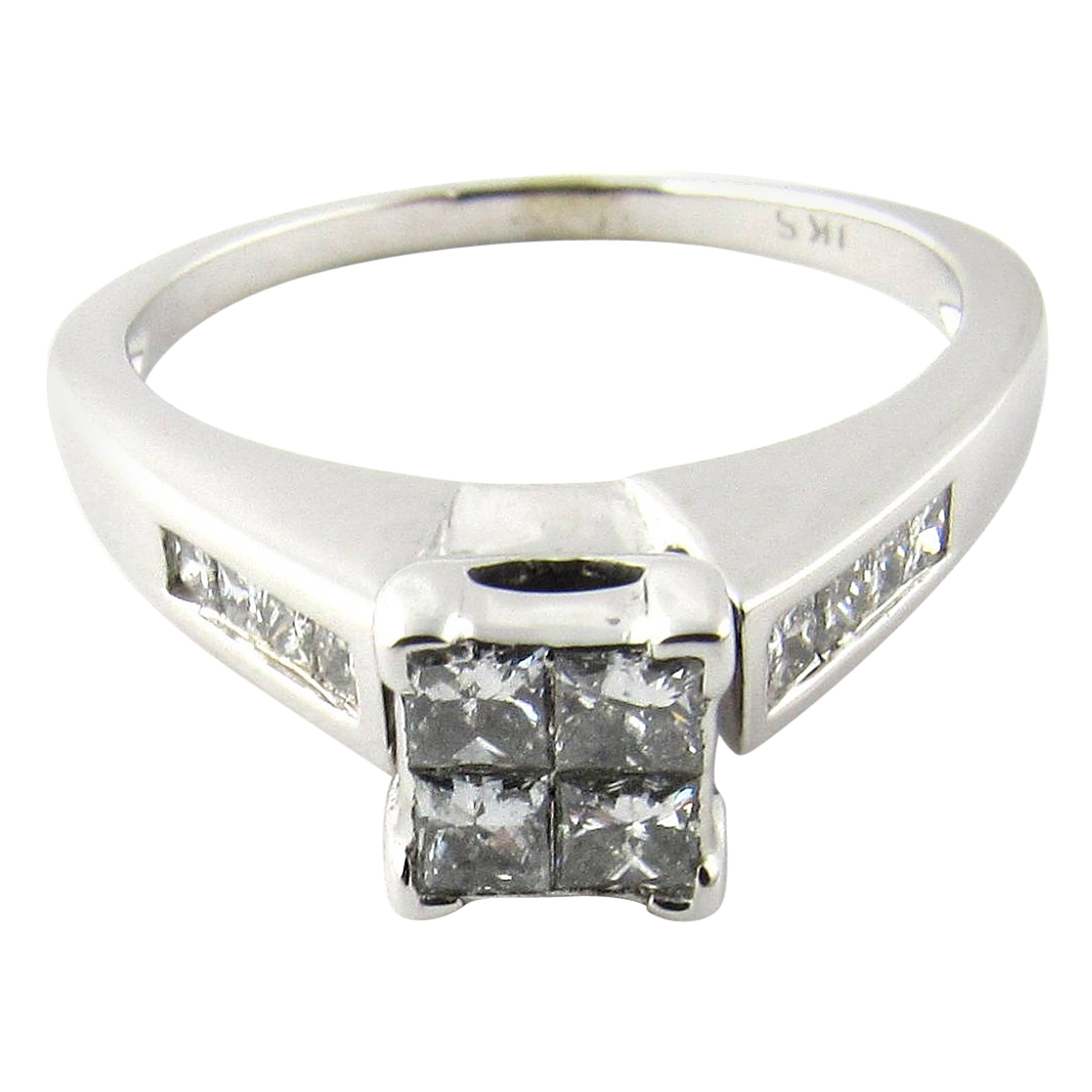 14 Karat White Gold Diamond Ring For Sale at 1stDibs