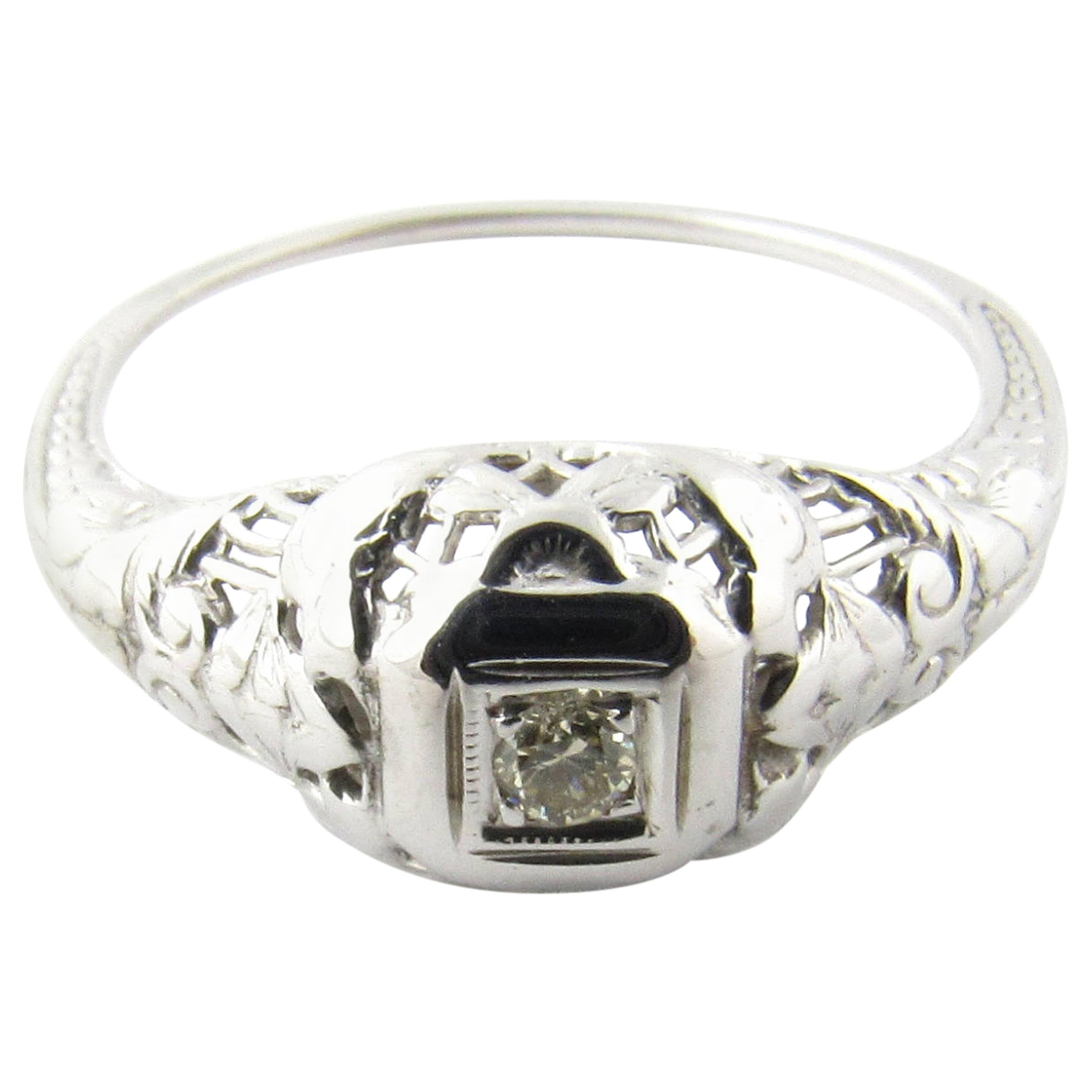 14 Karat White Gold Diamond Ring For Sale at 1stDibs